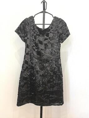 Milly Black Sequin Fitted Dress Size 8 Bergdorf Goodman